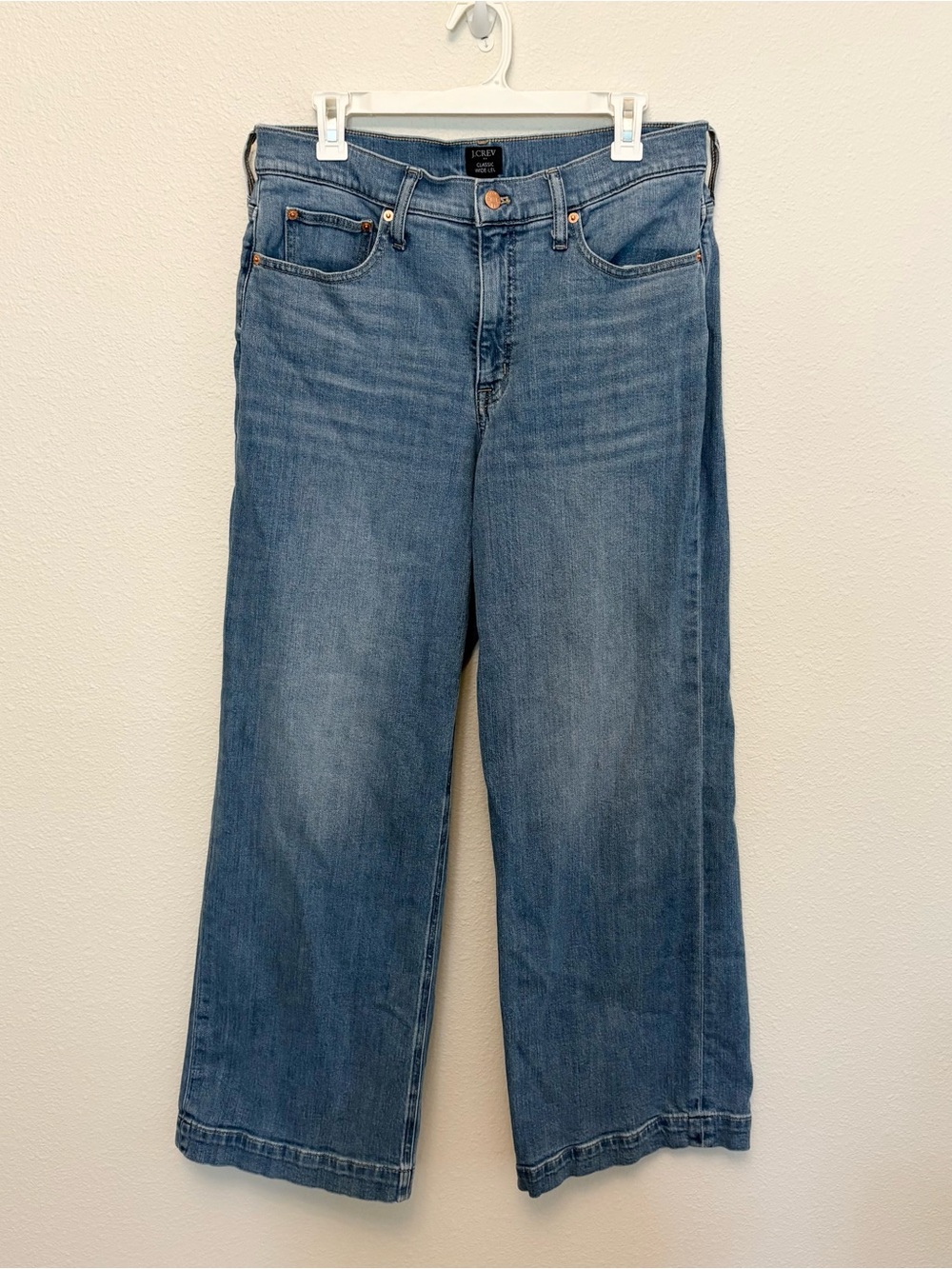 J. Crew Classic Wide-Leg Jeans All Day Stretch Blue Demon High Rise Size 30